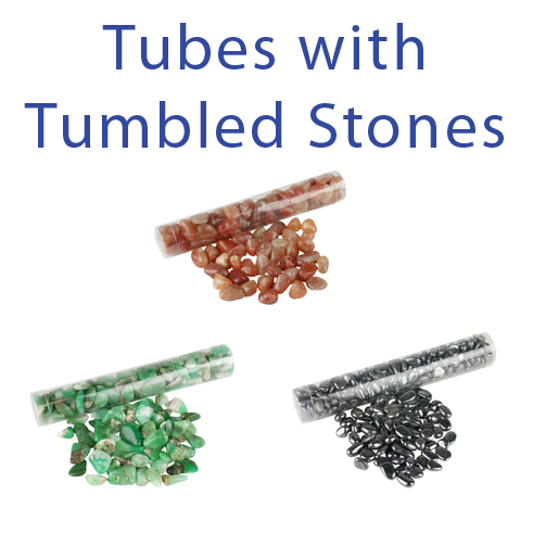 Tubes filled with tumbled stones