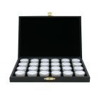 Gemstone cassette, 40 Round plastic boxes Ø 32 mm. white/black