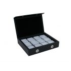 Gemstone case, 12 glass window boxes 30x30x17 mm.