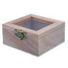 Wooden box with glass window 60 x 60 x 35 mm.
