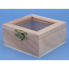 Wooden box with glass window 80 x 80 x 40 mm.