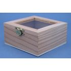 Wooden box with glass window 100 x 100 x 50 mm.
