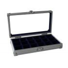 Aluminium collection showcase 195x110 mm- 18 compartments