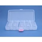 Plastic box with 5x5 boxes Ø 30 mm.