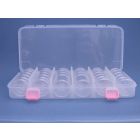Plastic box with 3x5 en 2x4 boxes Ø 49 mm.
