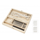 9-piece preparation set in wooden cabinet