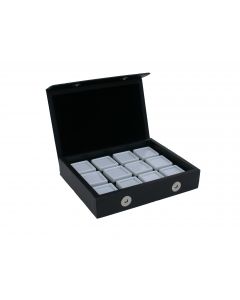 Gemstone case, 12 glass window boxes 30x30x17 mm.