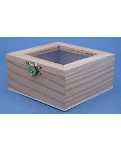 Wooden box with glass window 100 x 100 x 50 mm.