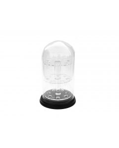 Glass dome Ø 103 mm. / H 178 mm. with 3 shelves with 7 holes + wooden base