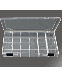 Plastic box 205 x 110 x 25 mm. with 18 compartments
