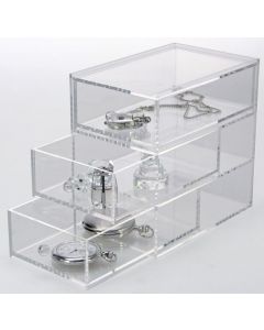 Transparent acrylic glass chest of drawers with 3 drawers