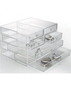 Transparent acrylic glass chest of drawers with 4 small and 2 large drawers