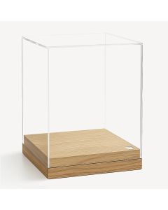 Display box with wooden base 100x100x110 mm.