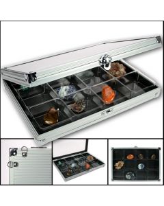 Alu. collection showcase 295x203 mm. - 12 compartments