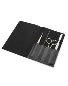 4-piece preparation set in leather case.