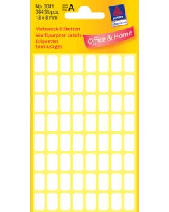 Self-adhesive labels, 13x8mm, white, 384 Pcs.