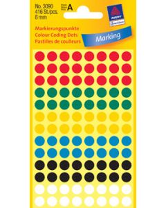 Label Ø 8 mm, diff. colours, 416 pieces