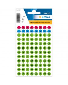 Self-adhesive notes, round Ø 8mm, white, 3 x numbered 1 - 160