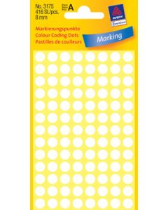 Self-adhesive labels, round Ø 8mm, white, 416 Pcs.
