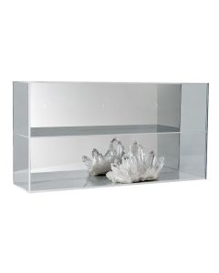 Acrylic display case with mirrored back panel for minerals, crystals and collectibles